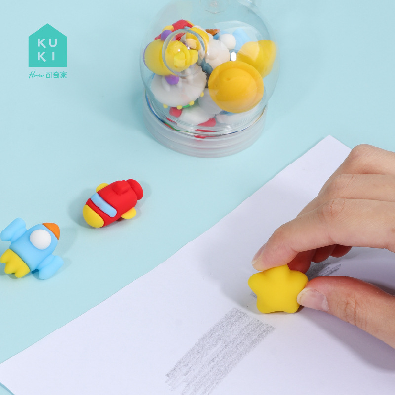 KUKI KOKI Home Eraser especial para estudiantes de primaria como dibujos animados para niños, sin caspa, papelería limpia y encantadora, como una goma de cuero.
