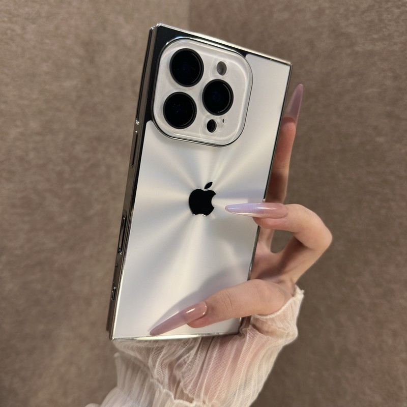 高级感镭射方形极光适用iPhone16手机壳15纯色14情侣13新款带标版|undefined