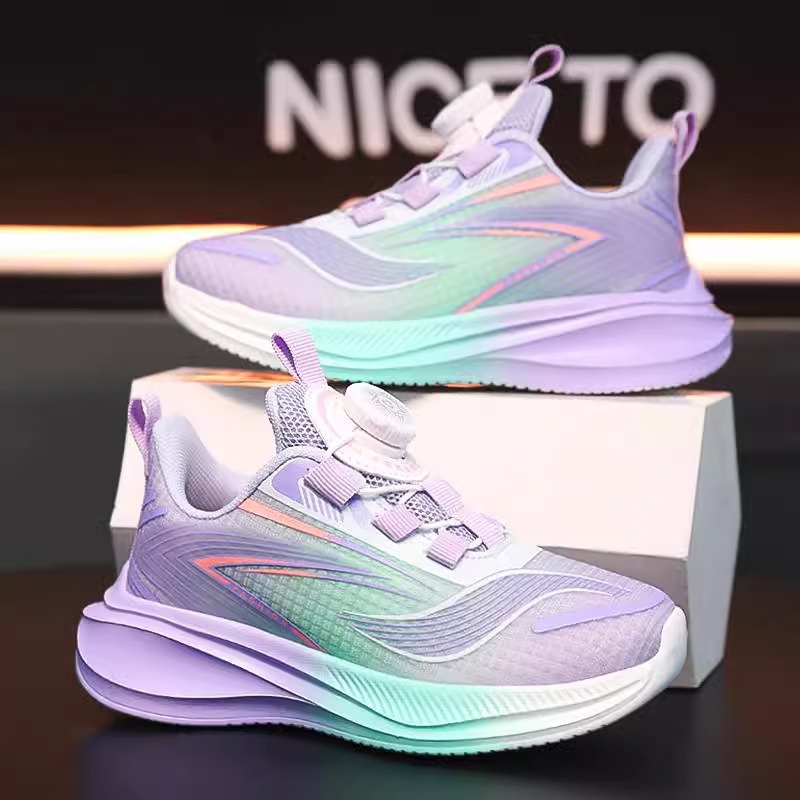 2025 nuevo otoño invierno zapatos de niñas conejo rojo 7 zapatos de correr para niños con suela suave botón giratorio zapatos deportivos de niñas ligeros