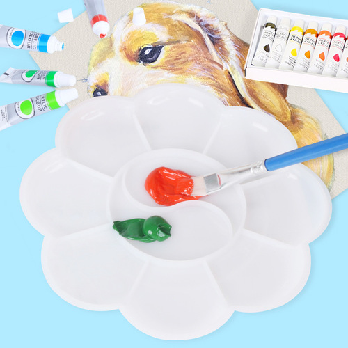 Factory direct sales handmade diy medium plum blossom palette 13cm children's painting acrylic art painting supplies