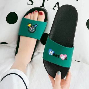 Slippers Women's Summer Korean Style Fashion Student Sisters Cartoon Simple and Generous Indoor Non-Slip Flat Sandals