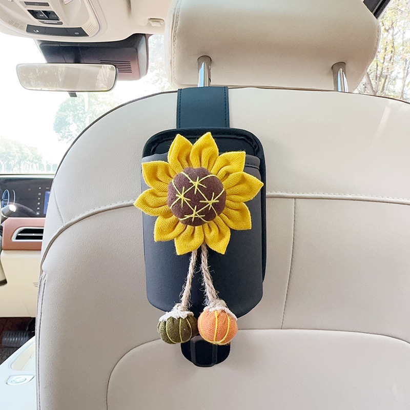 with Cup – Qìchē Car cup holder/beverage holder - black-leather-cup-holder-with-hook-sunflower