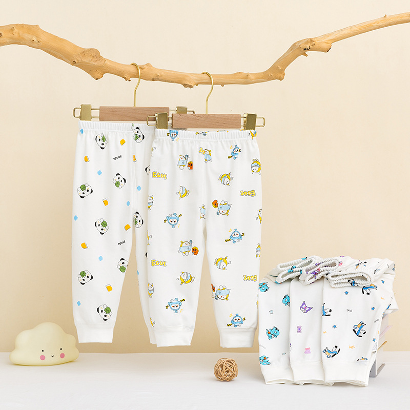 Children's Autumn and Winter Cotton Printed Autumn Pants Large Children's Baby Cotton Wool Warm Pajama Pants Infant Base Pants Home Pants