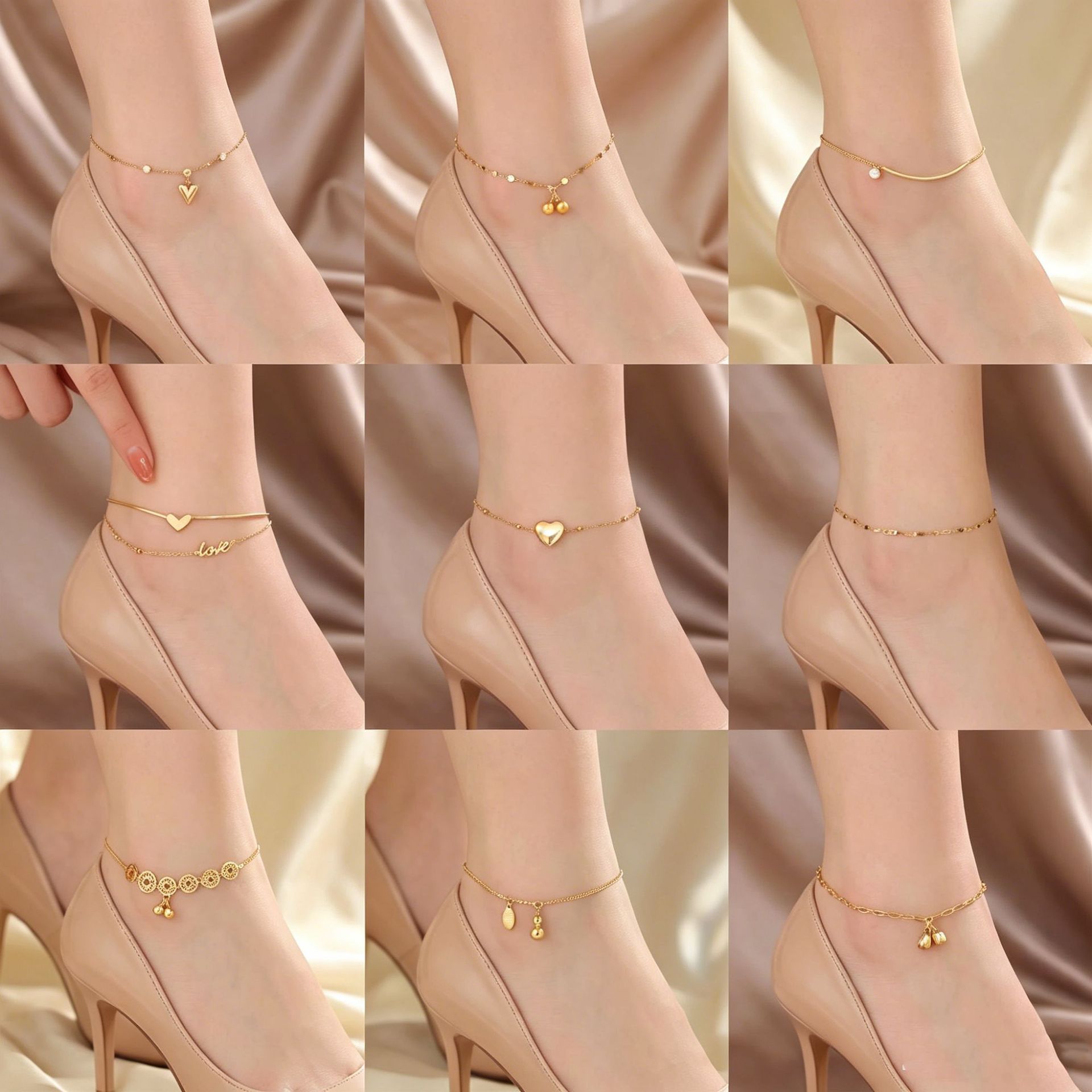 Amor de tetrahedra doble capa transfronteriza de acero de titanio pulsera dorada para mujeres nuevo estilo universal no se desvanece de moda ligera pulsera de lujo