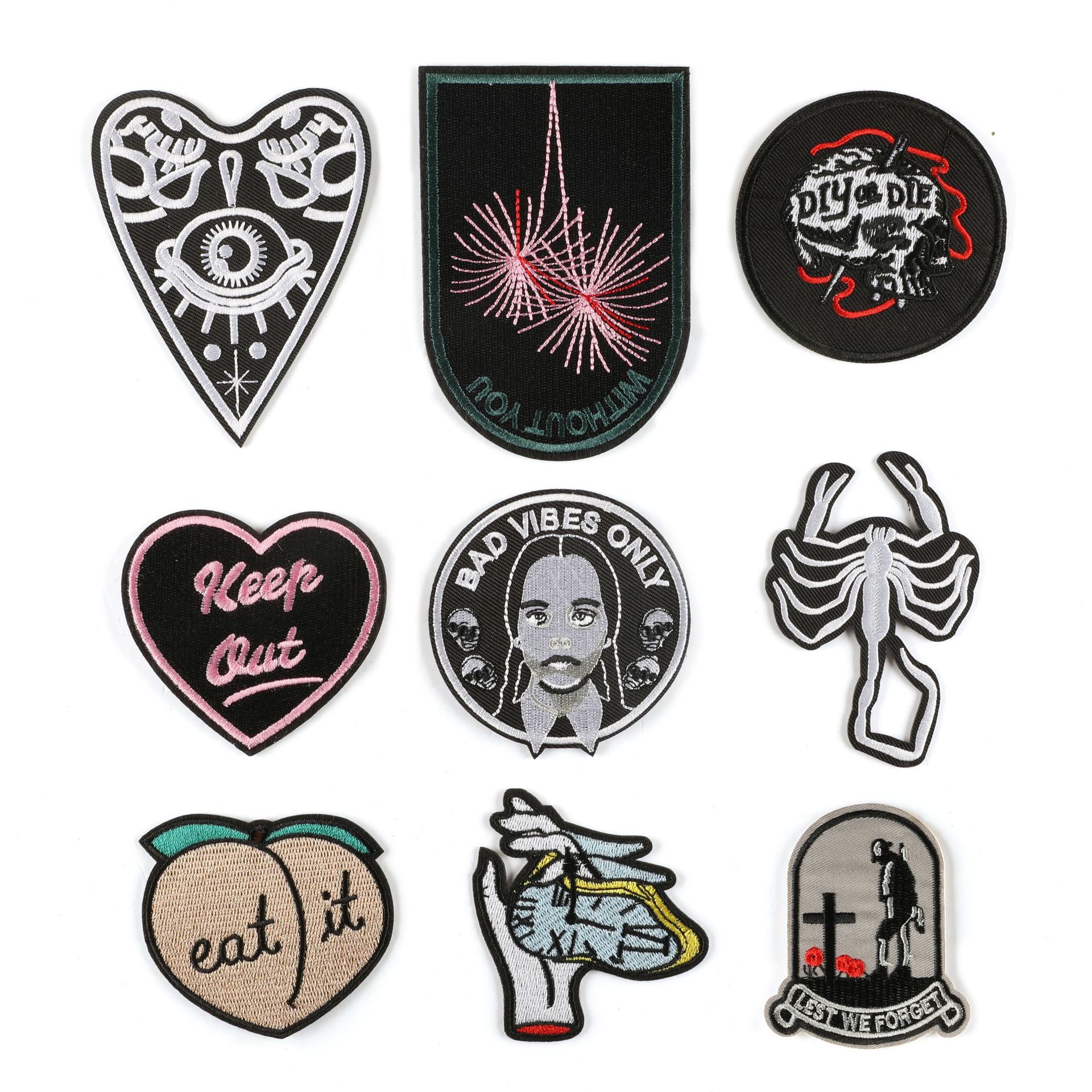 电脑绣花布徽章服装辅料圆形背胶补丁贴电商货源新款肩章刺绣布贴