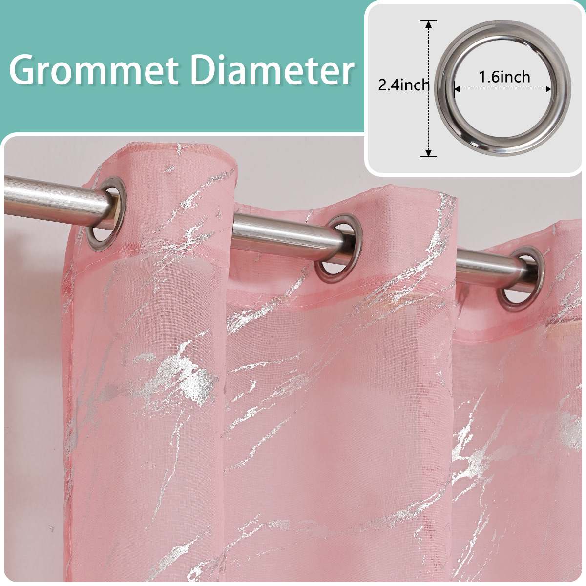 Cortina de gasa semitransparente perforada con pantalla de ventana de mármol plateado multi-doli, éxito de ventas transfronterizo de TEMU con entrega inmediata.