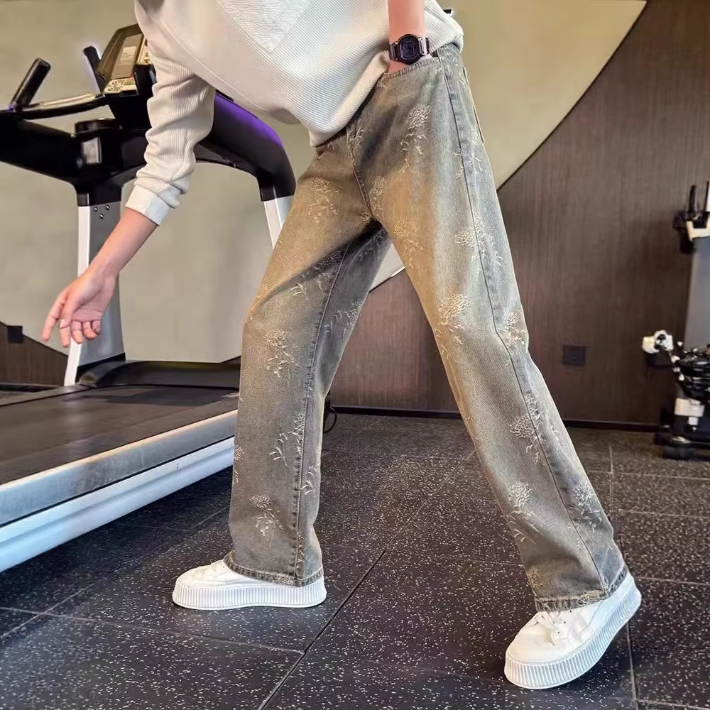 Men's Clothing Men's Retro Style High-End Slimming Jeans Cool Edgy Curved Leg Loose Straight Leg Casual Pants_mkmklike.com