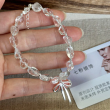 白水晶蝴蝶结手链s925纯银手串小清新甜美可爱银饰批发新6119B