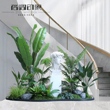大型仿真植物造景盆栽仿生绿植景观假树仿真树室内楼梯下空间装饰