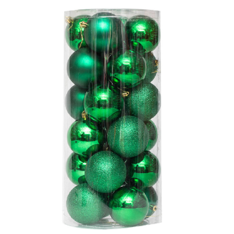 Decoración de árbol de navidad 3cm4cm6cm8cm bola de navidad de barril de plástico galvanoplastia mate bola de polvo brillante 24 paquetes mixtos
