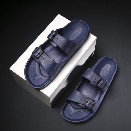 Couple Style Men's and Women's Boken Slippers Double Strap Buckle Solid Color Slip-On Beach Shoes Outdoor Summer Breathable