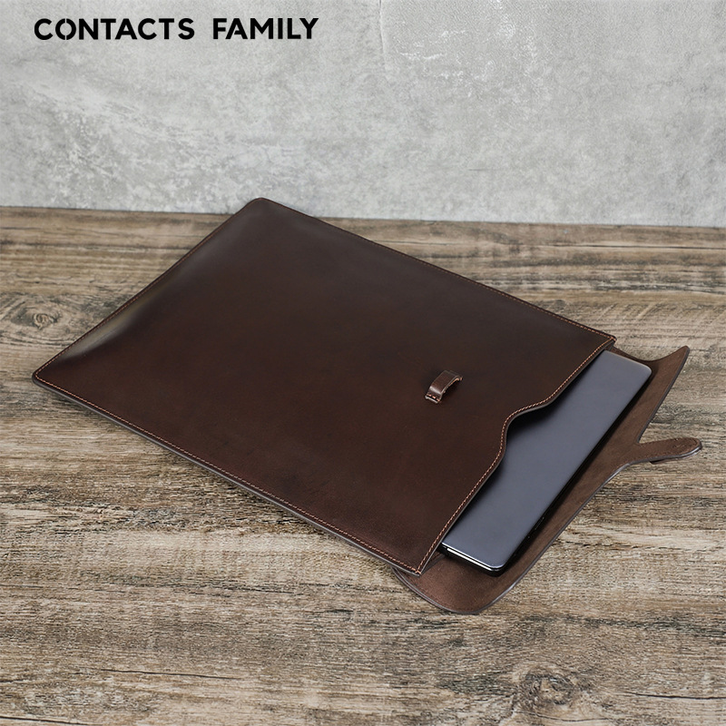 Suitable for Macbookpro 14inch Computer Bag with Pen Slot, Full-Grain Cowhide Leather Apple Laptop Protective Case