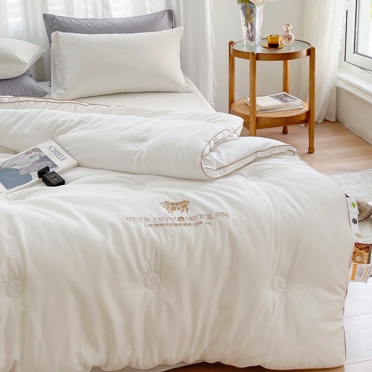 Lyocell Jacquard Spring and Autumn Quilt, Australian Cashmere Quilt, Cloud Velvet Soft Thickened Warm Winter Quilt, Duvet Set