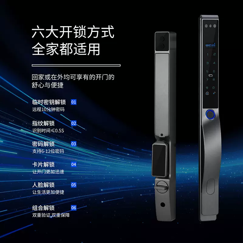 涂鸦全自动断桥铝防水防冻智能指纹锁密码锁防水自动识别智能锁