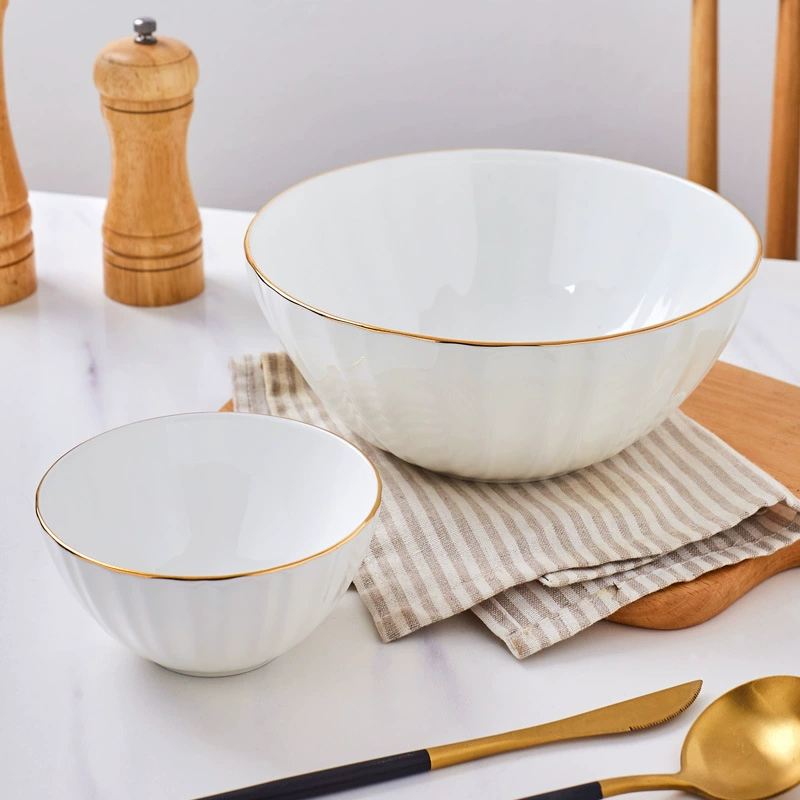 Японский стиль миска кухонная простая Jingdezhen керамическая миска светлая роскошь европейский стиль золотое ободок костяной фарфор большая и маленькая солнечная миска