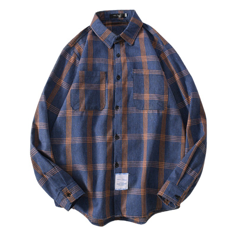 Primavera Nueva camisa de estilo de Hong Kong camisa de manga larga a cuadros de los hombres chaqueta de solapa coreana ropa de hombre al por mayor