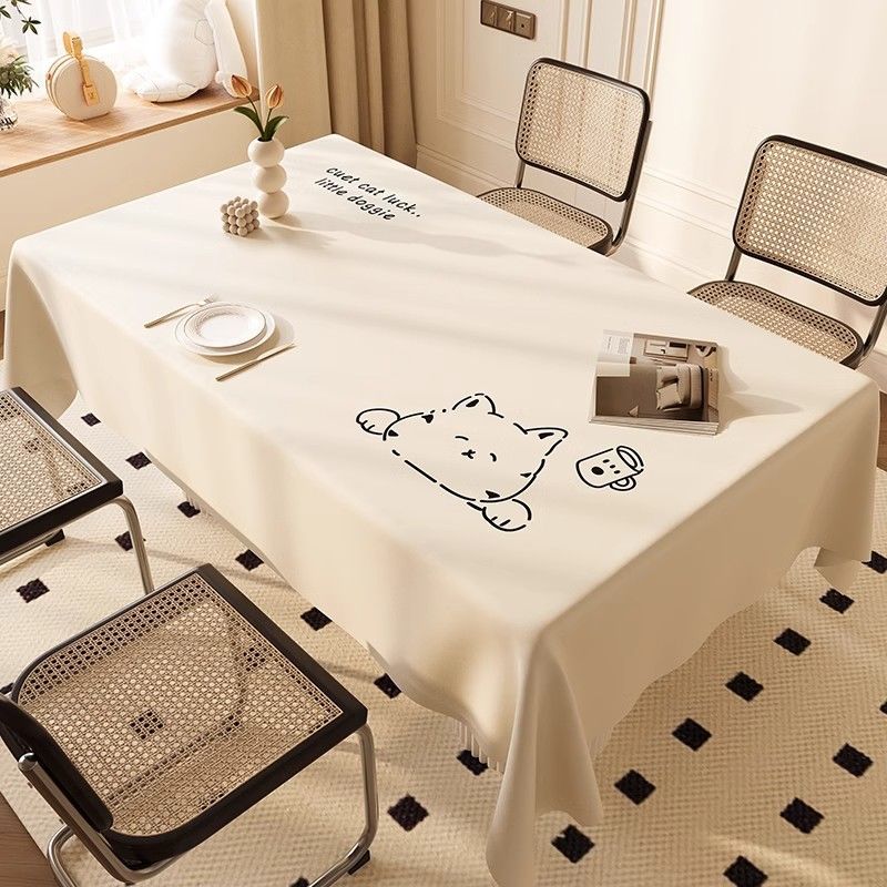 Tablecloth Accessible Luxury High-End Tablecloth 2025 New Waterproof, Oil-Proof, Anti-Scalding, No-Wash Rectangular Coffee Table Tablecloth