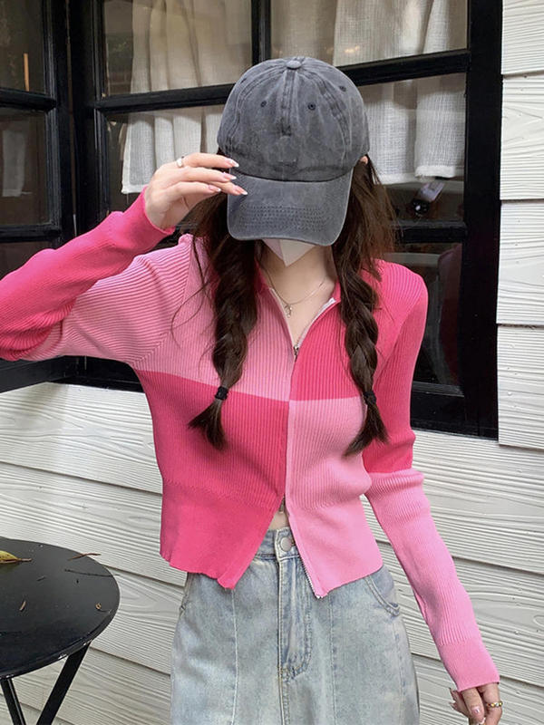 Pink Short Knitted Cardigan Women's Early Autumn Top Dopamine Wear Chic All-match French Winter Sweater Coat