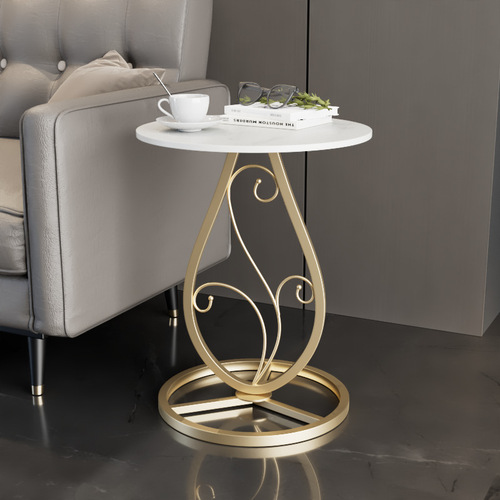 Modern simple slate metal round coffee table creative small apartment wrought iron corner table living room bedroom bedside side cabinet