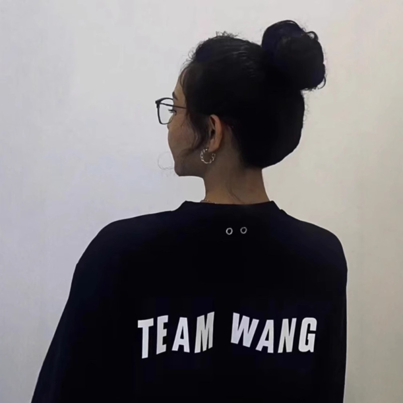 TEAM WANG短袖王嘉尔同款立体字母硅胶T恤美式重磅休闲圆领情侣男|undefined