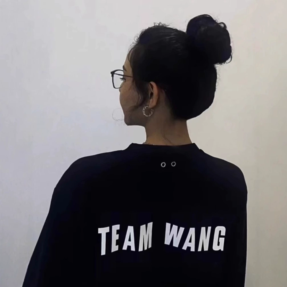 Футболка из силикона с үш Dimensional буквами Team Wang коротким рукавом, американский повседневный стиль, круглая фигура