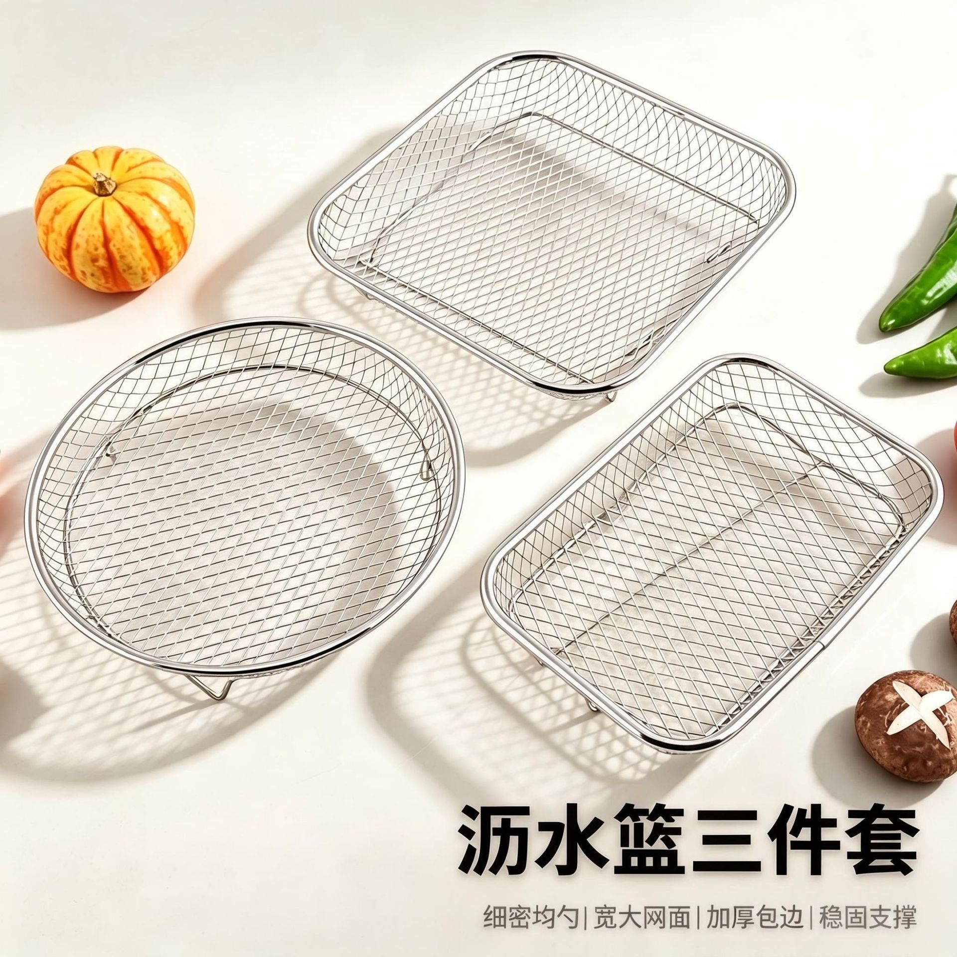 304 stainless steel air fryer accessories barbecue grill grid air fryer grill grid multifunctional frying basket and grill rack