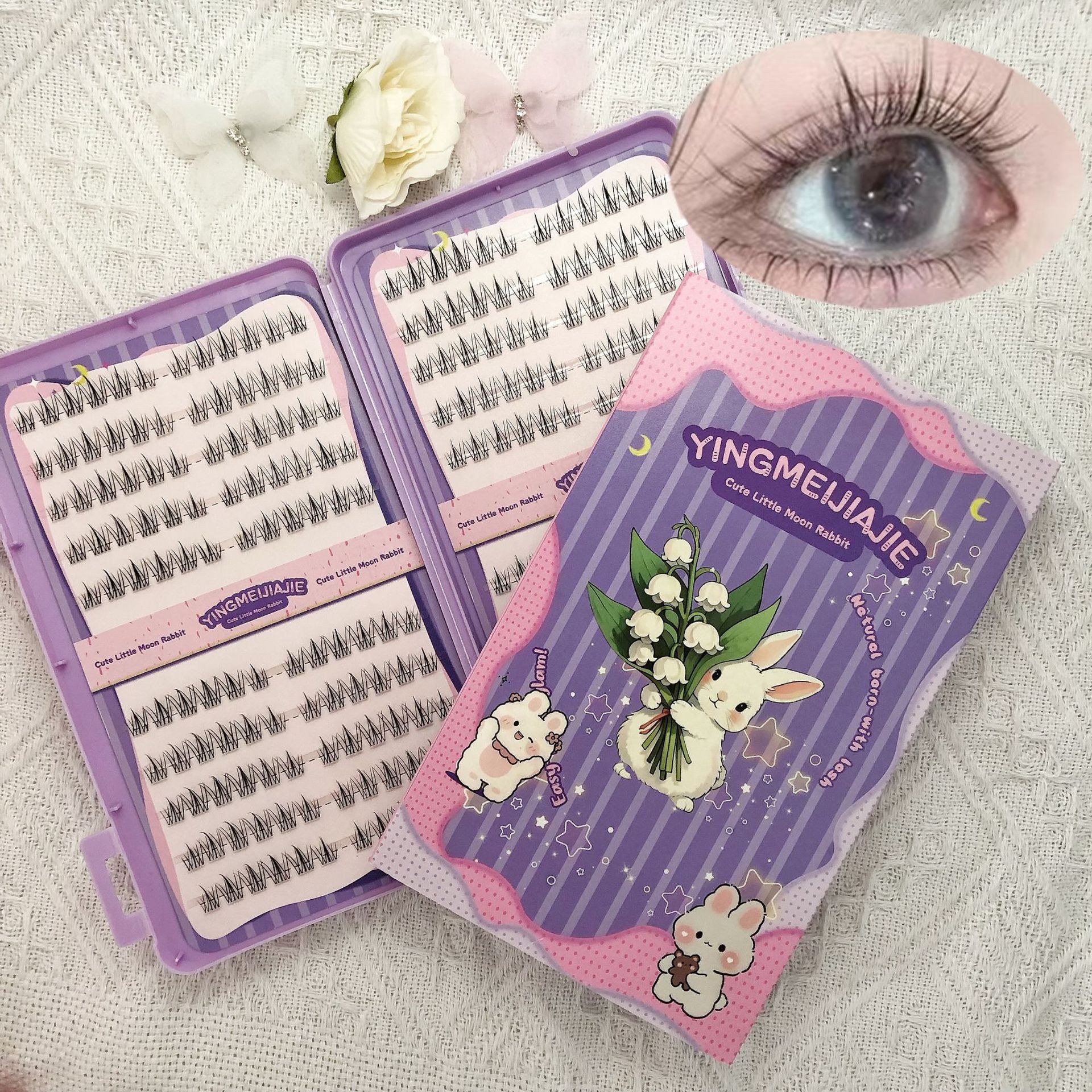 20 filas de paquete de caja de regalo de pestañas falsas transfronterizas, pestañas falsas densas, pestañas falsas sin pegamento.