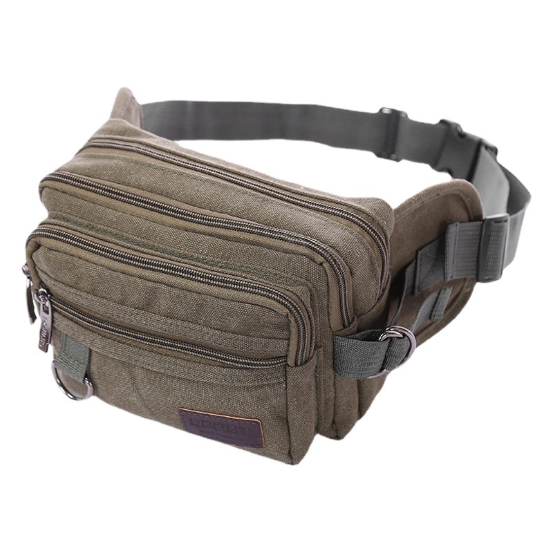 New Extra Large Waist Bag Men's Canvas Sports Waist Bag Multifunctional Cash register Bag Mobile Phone Coin Purse