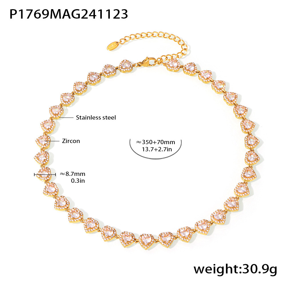 El amor de Zhao Zhao Zirconium brillante empalme pulsera collar ligero temperamento lujoso mujer color transfronterizo conjunto de joyas de acero de titanio