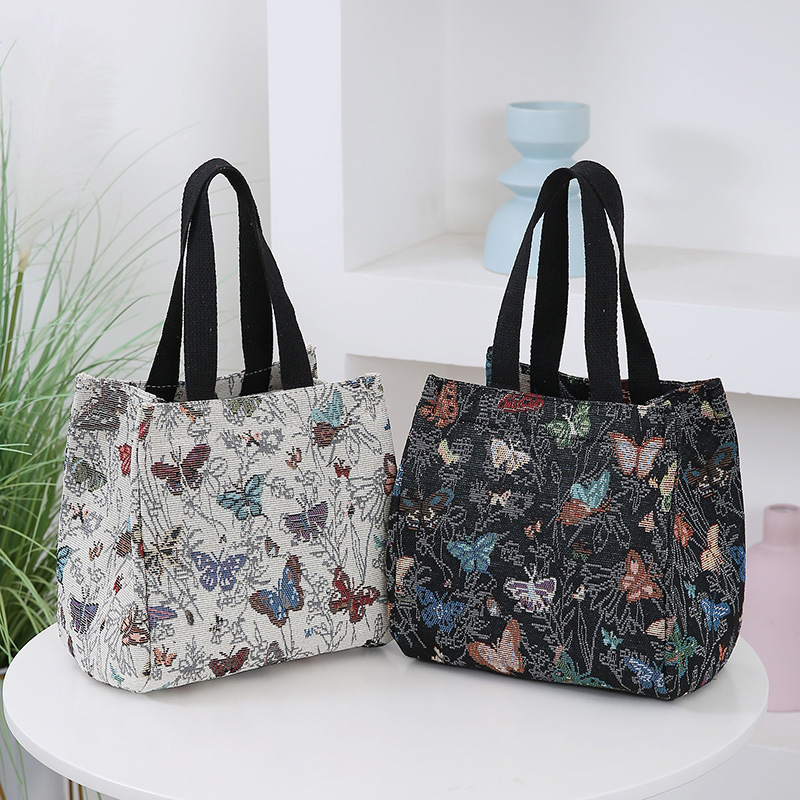 2025年新款大容量带饭手提包女时尚托特包外出上班饭盒帆布包