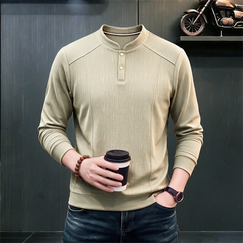 Men's jacquard stand-up collar sweatshirt, 2026 new long-sleeve, high-quality, trendy casual top for spring and autumn, versatile men's clothing Men's jacquard stand-up collar sweatshirt, 2026 new long-sleeve, high-quality, trendy casual top for spring and autumn, versatile men's clothing