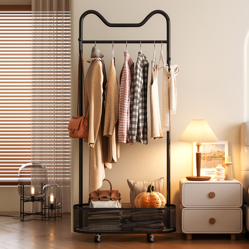 Percha de estilo crema, dormitorio de piso a techo, canasta de ropa sucia, perchero extraíble, perchero para el hogar, estante simple de esquina