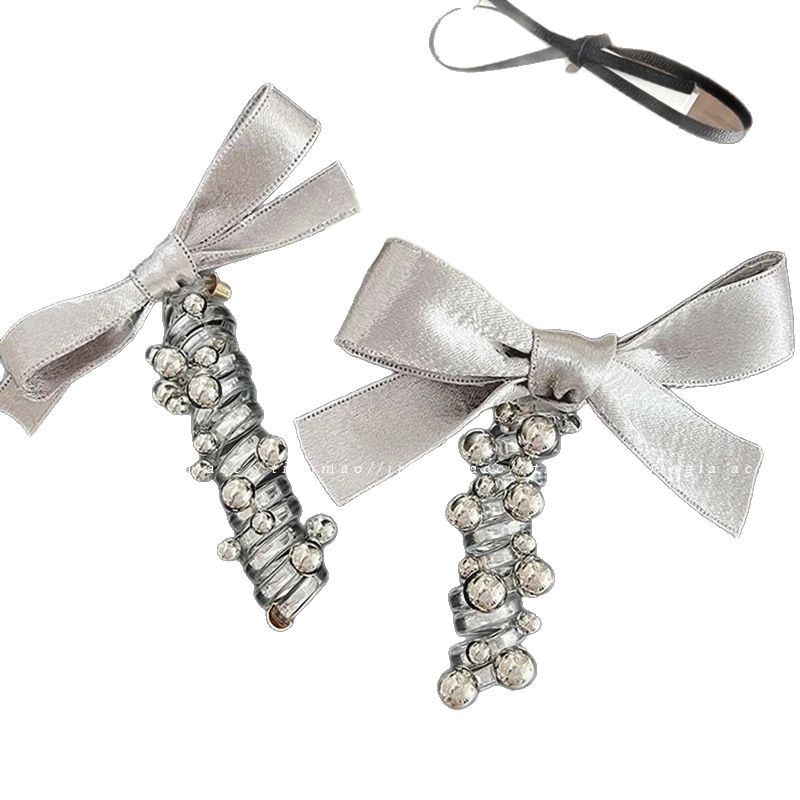 2025 nueva plata brillante cinza plateada cinta de tejido arco perlas línea telefónica anillo de cabello de mujer burbuja trenza cabello de cabello