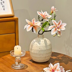新中式高级感手感玉兰花仿真花假花摆设客厅餐桌花电视柜装饰摆件