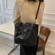 Solid Color Women's Diamond Geometric Pattern Handbag Korean Fashion Shoulder Crossbody Bag Women's Folding Bucket Bag