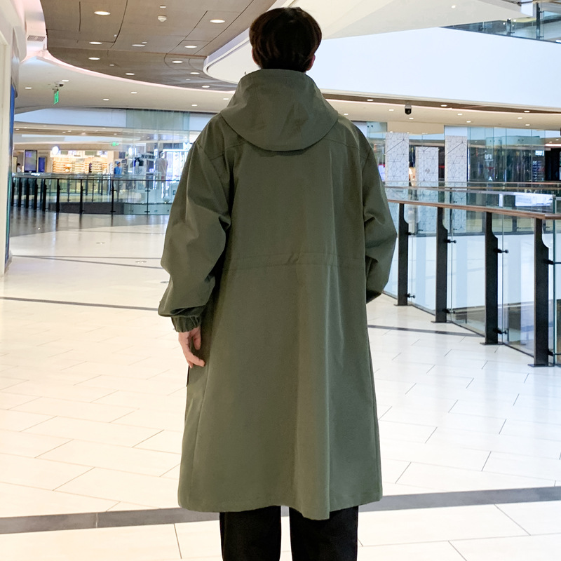 Gabardina negra para hombre de longitud media marca de moda suelta Otoño e Invierno estilo coreano japonés estilo de moda de Hong Kong más tamaño abrigo image 6
