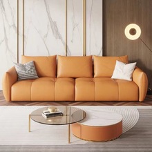 现代简约沙发意式小户型轻奢纳帕头层牛皮奶油风直排跨境厂家直销
