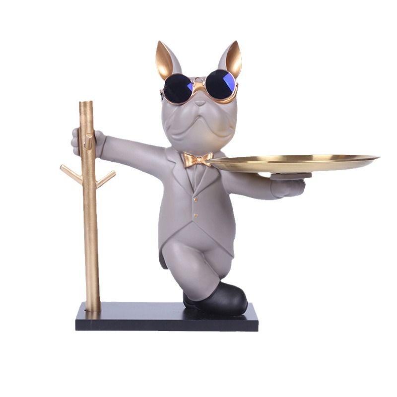 Adorno de Bulldog Francés de Dibujos Animados para Almacenamiento en el Hogar, Bandeja para Llaves, Decoración de Sala de Estar, Artesanía de Resina