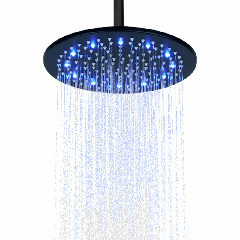 Black concealed shower head top spray LED temperature three color change fashion shower head Black concealed shower head top spray LED temperature three color change fashion shower head