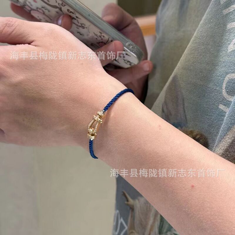 中号马蹄扣费雷德红绳手链情侣款男女本命年转运精工钢丝DIY手绳|undefined