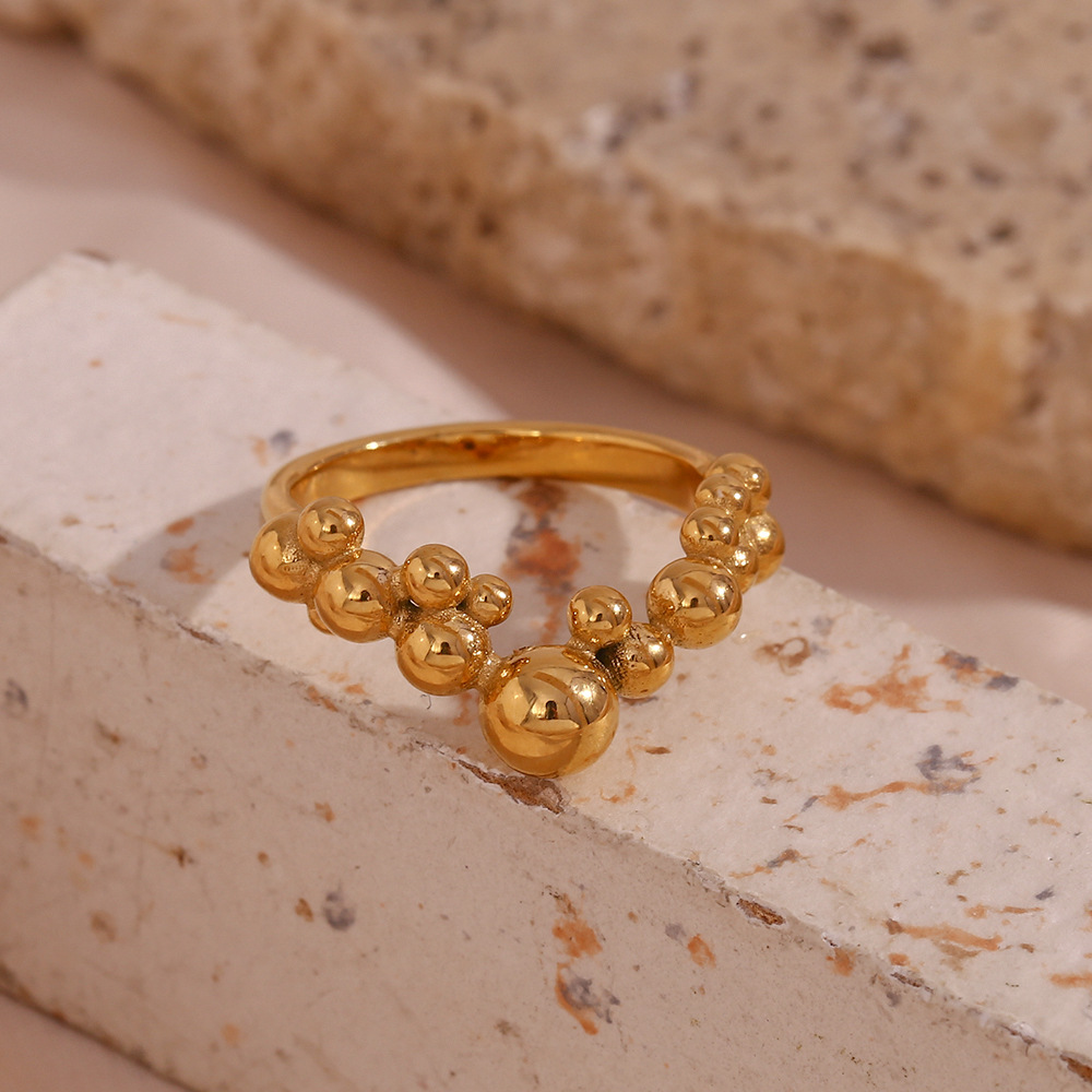 V-shaped Beads Stainless Steel Ring