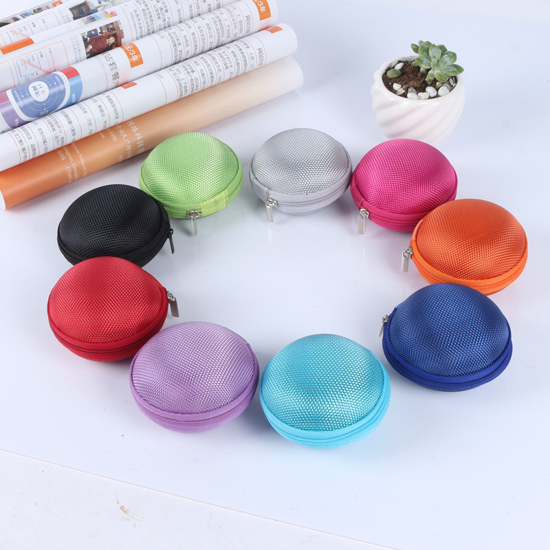 Factory direct supply round small earphone storage bag hard EVA color bag data cable zipper box