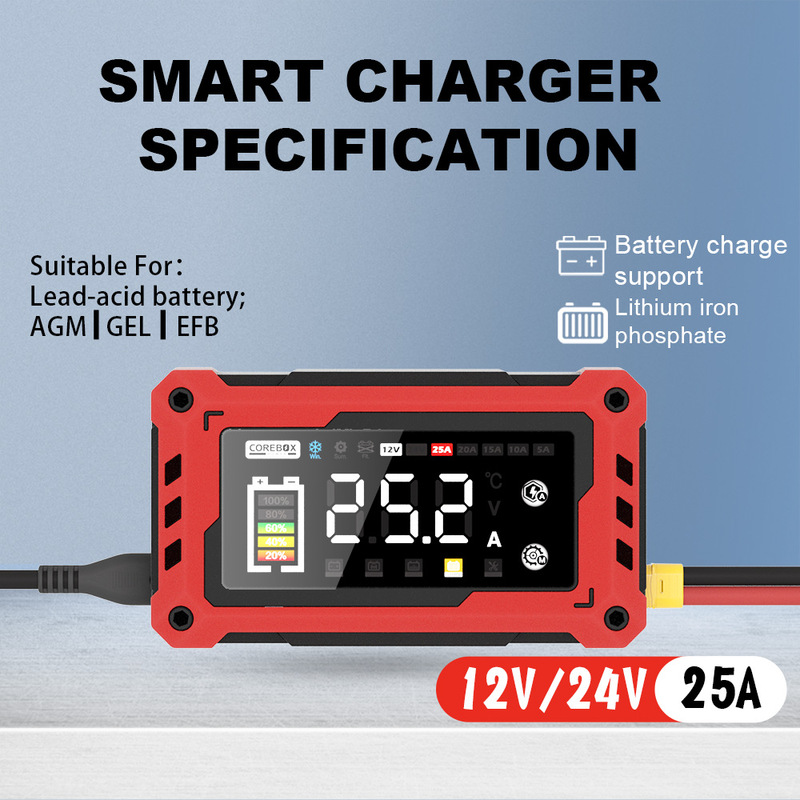 12V25A/24V10A auxiliary start maintainer car yacht lawn mower battery charger European regulations US regulations