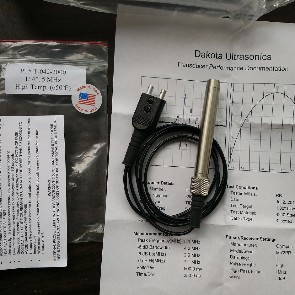 标准高温探头PT-042-2000耐温340度，测厚范围1.0-152mm