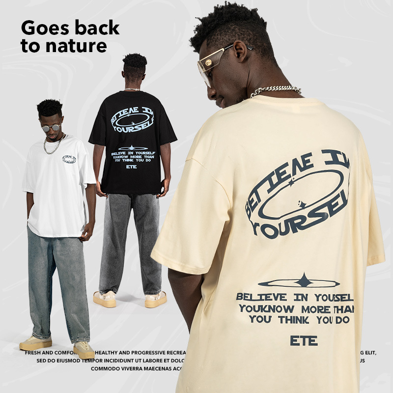 China-chique verão novo estilo manga curta masculina solta camiseta de algodão grande ins mesma moda casal top_voghion.com