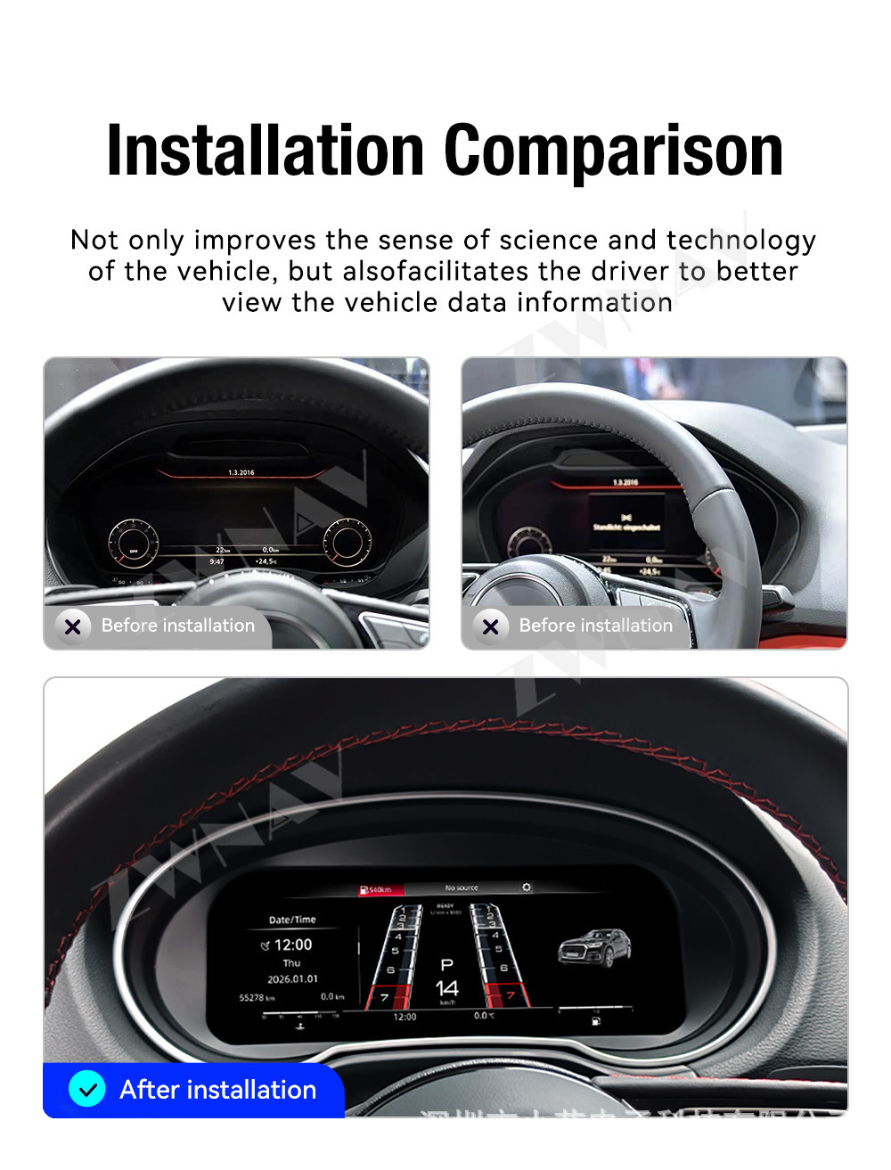 Suitable for 2013-2020 Audi Q2/A3 full LCD instrument cluster 10.9inch multifunctional car odometer