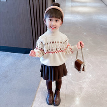 女童针织毛衣秋冬款2025新款儿童冬装加厚高领洋气女宝宝冬季上衣