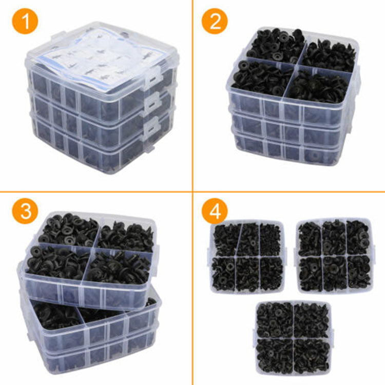 6 tipos de parachoques del coche kit reparación sujetador expansión tornillo clip hebilla embalaje cartón 625Psc