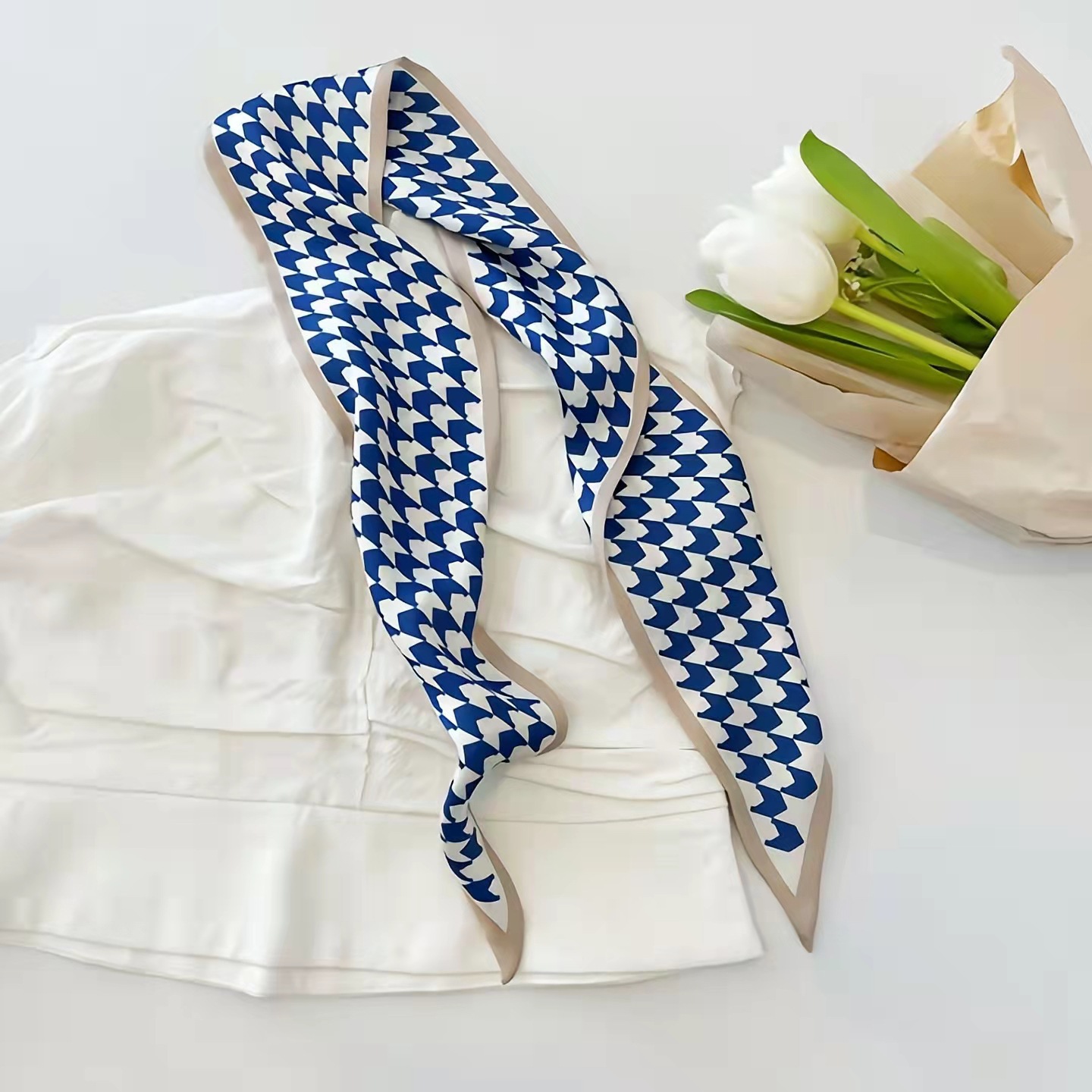 Повязка на голову в клетку цвета хаки