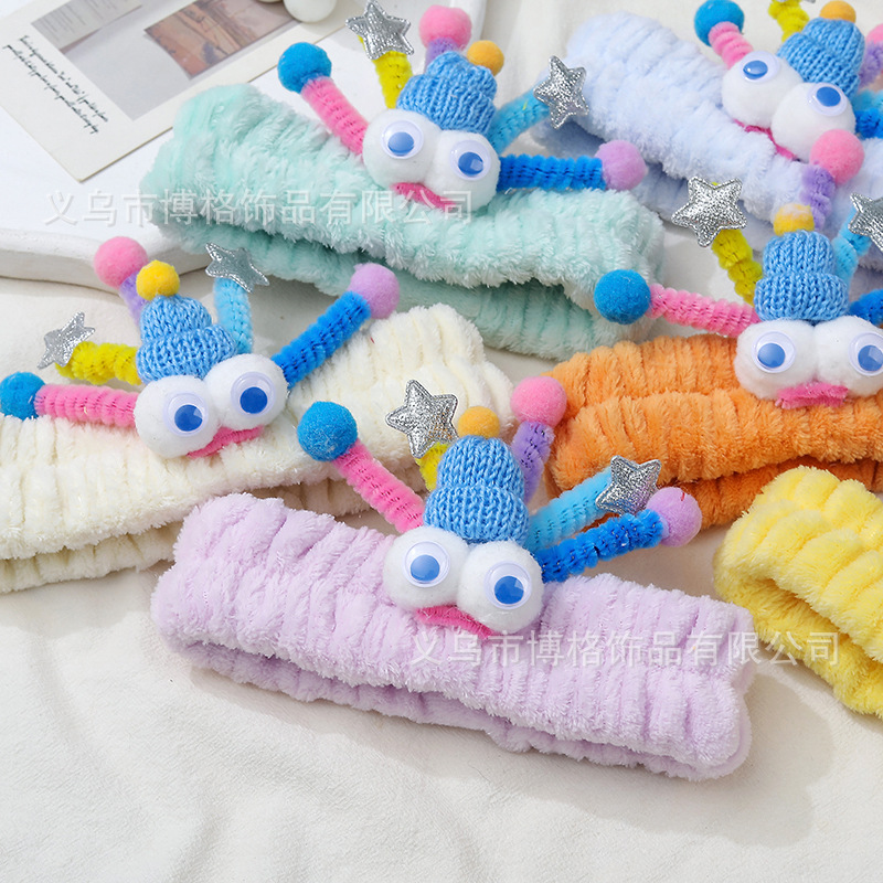 Internet celebridad antena torcida palo divertido lindo moda padre-hijo divertido venta lindo monstruo tridimensional cara lavado diadema banda para el cabello